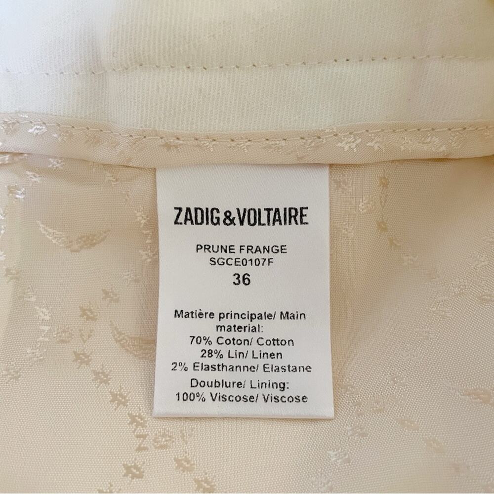 ZADIG & VOLTAIRE Prune Frange White Straight Leg Fringe Pants Small 36 - Picture 10 of 10